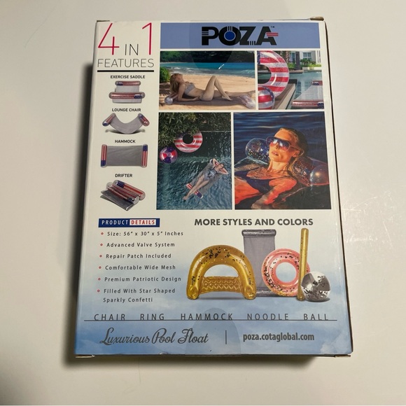 Inflatable Pool Hammock - Luxurious Confetti-Filled Pool Lounger Float, New - Picture 3 of 3